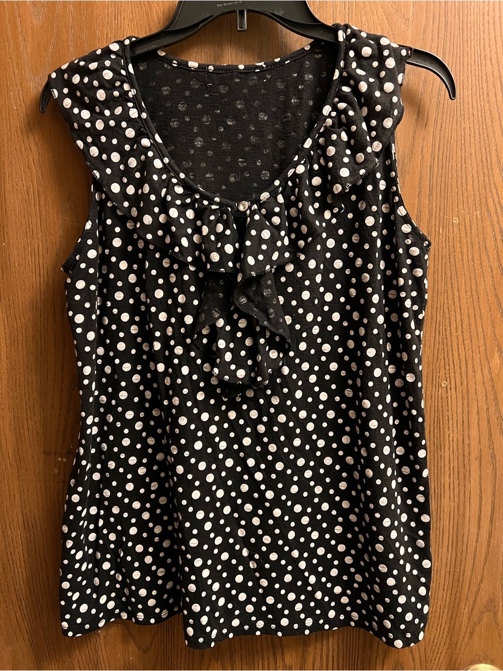 Torrid Black Polka Dot Ruffle Sleeveless Top